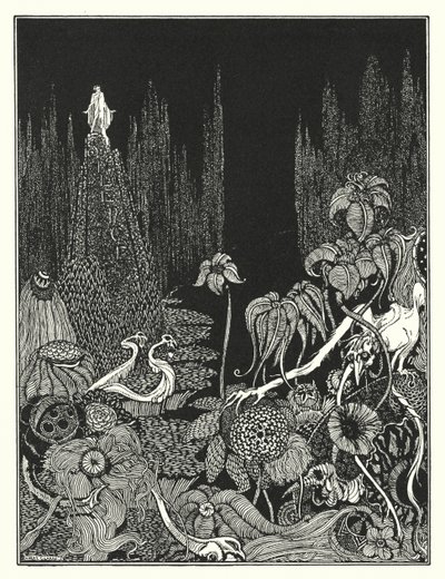 Edgar Allan Poe: Hiljaisuus (litografia) tekijältä Harry Clarke