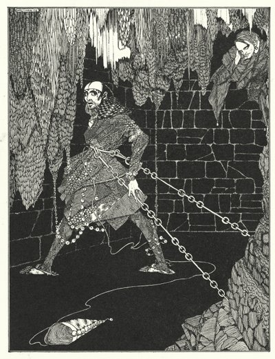 Edgar Allan Poe: Amontilladon tynnyri (litografia) tekijältä Harry Clarke