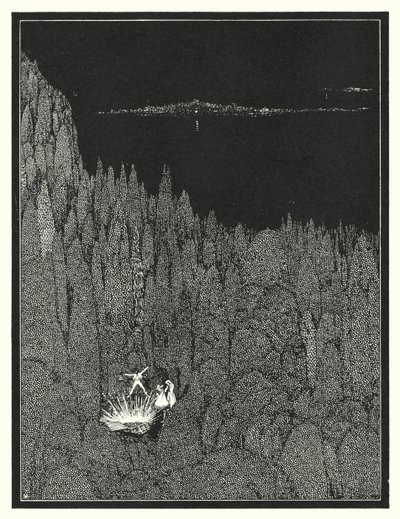 Edgar Allan Poe: Kultainen ötökkä (litografia) tekijältä Harry Clarke