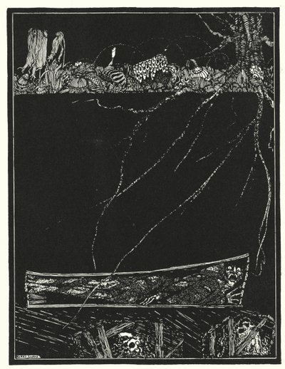 Edgar Allan Poe: Ennenaikainen hautaus (litografia) tekijältä Harry Clarke