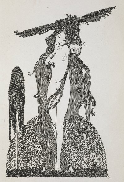 Tarinan kuvitus, "aasi-nahka". tekijältä Harry Clarke