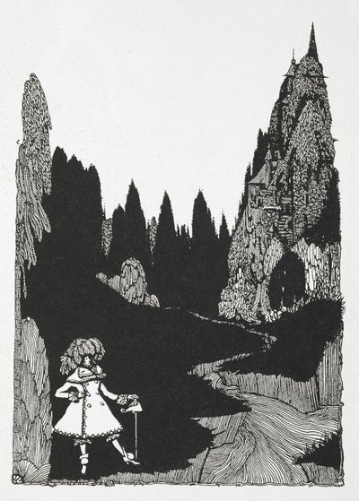 Tarinan kuvitus, "pieni peukalo". tekijältä Harry Clarke