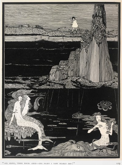 Merenneidot, kuvitus Queenie Scott-Hopperin kirjasta "Very Nearly". tekijältä Harry Clarke