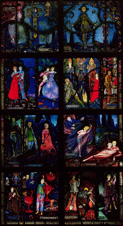 Huonekalut ja erilaiset esineet 1100- ja 1300-luvuilta tekijältä Harry Clarke