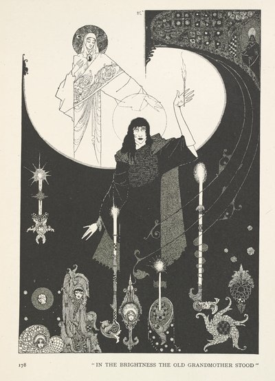 Pikku tulitikkutyttö. Kirkkaudessa seisoi vanha isoäiti. tekijältä Harry Clarke