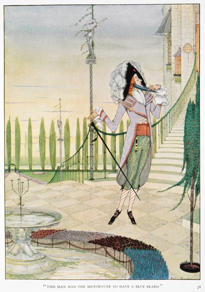 "Tällä miehellä oli epäonnea saada sininen parta." Siniparta silitti partaaan. tekijältä Harry Clarke