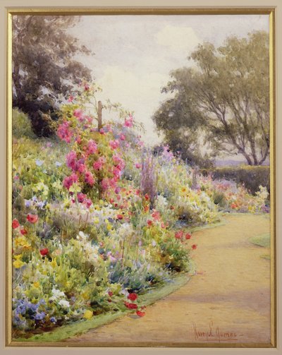 An Herbaceous Border (watercolour on paper) tekijältä Harry E. James