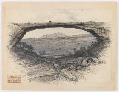 Rainbow Bridge (pesu, grafiitti ja puuhiili paperille) tekijältä Harry Fenn
