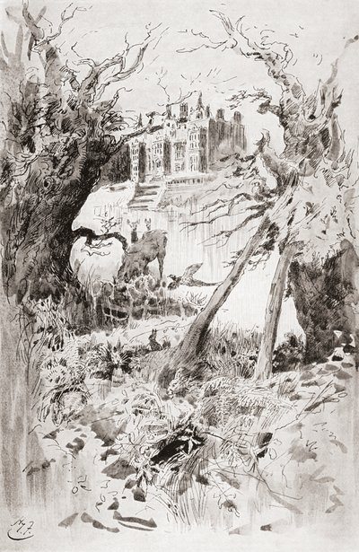 Synkkä talo. Harry Furnissin kuvitus Charles Dickensin romaanille Bleak House, The Testimonial Editionista, julkaistu 1910. tekijältä Harry Furniss