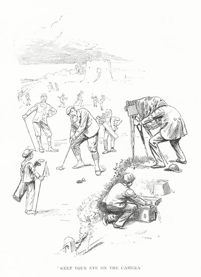 Golf: "Pidä silmäsi kamerassa" (litho) tekijältä Harry Furniss