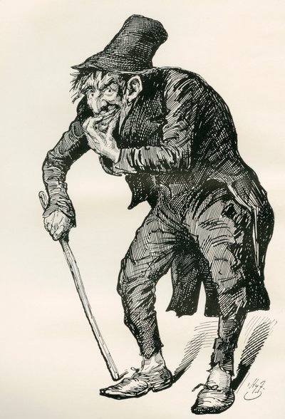 Kuvitus Charles Dickensin The Old Curiosity Shopista tekijältä Harry Furniss