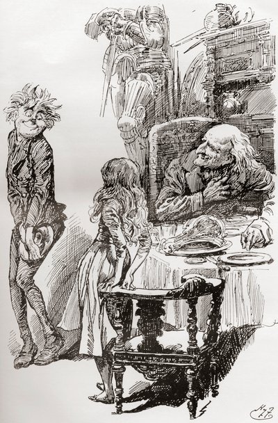 Kuvitus Charles Dickensin The Old Curiosity Shopista tekijältä Harry Furniss