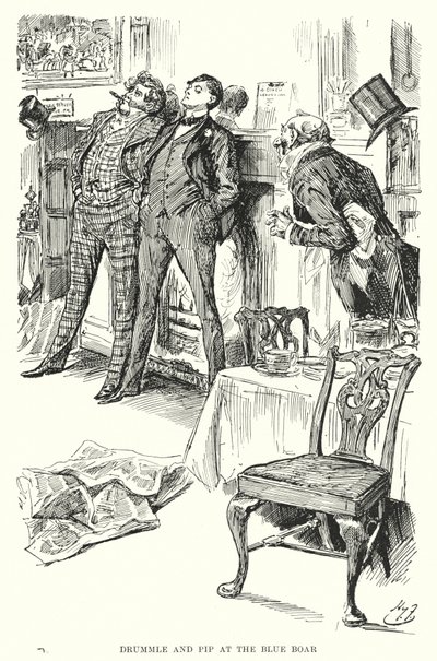 Charles Dickensin kuvitus suurille odotuksille (litho) tekijältä Harry Furniss