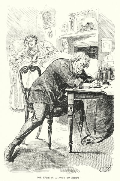 Charles Dickensin kuvitus suurille odotuksille (litho) tekijältä Harry Furniss