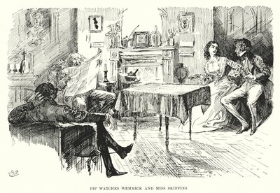 Charles Dickensin kuvitus suurille odotuksille (litho) tekijältä Harry Furniss