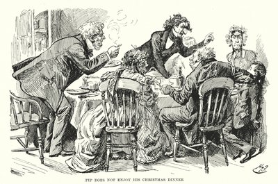 Charles Dickensin kuvitus suurille odotuksille (litho) tekijältä Harry Furniss