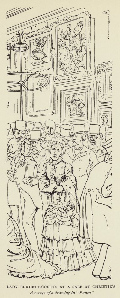Lady Burdett-Coutts alennusmyynnissä Christiesissä tekijältä Harry Furniss