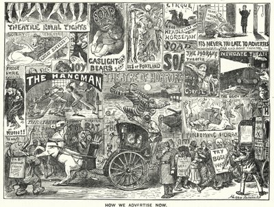 Punch-sarjakuva: Kuinka mainostamme nyt (kaiverrus) tekijältä Harry Furniss