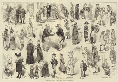 Luonnokset Fancy Dress Ballista Liverpoolissa tekijältä Harry Furniss