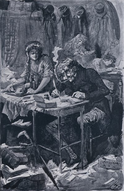 Kerjäävä kirjeen kirjoittaja (litho) tekijältä Harry Furniss