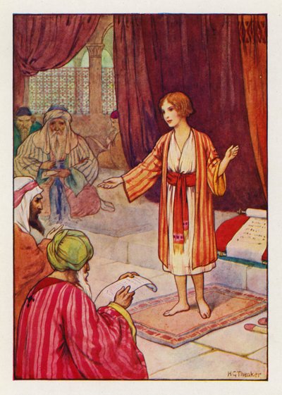 Kolmen päivän kuluttua he löysivät hänet temppelistä (värilitografia). tekijältä Harry George Theaker