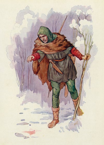 "Ha!" huusi metsänvartija Herbert, "täällä on tapahtunut tappo!" "Täällä on tapettu!" (väriliitos) tekijältä Harry George Theaker