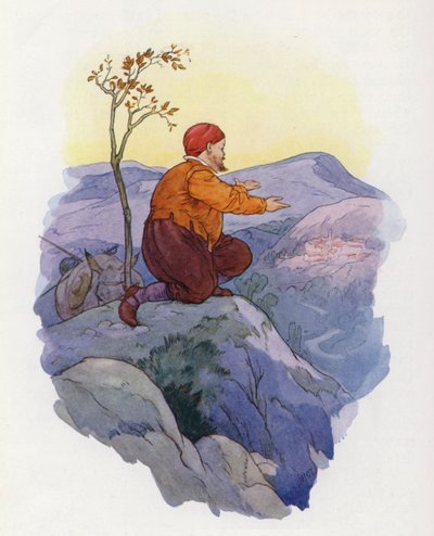 Don Quijoten kuvitus (värilitro) tekijältä Harry George Theaker