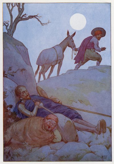 Don Quijoten kuvitus (värilitro) tekijältä Harry George Theaker