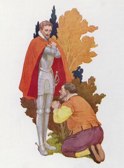 Don Quijoten kuvitus (värilitro) tekijältä Harry George Theaker