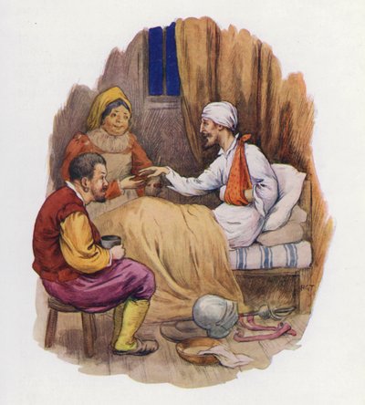 Don Quijoten kuvitus (värilitro) tekijältä Harry George Theaker