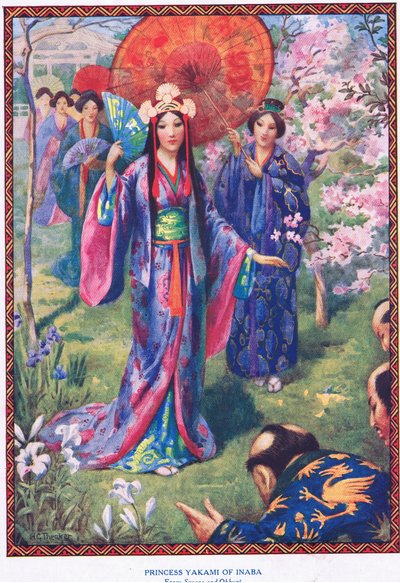 Inaban prinsessa Yakami (Susanosta ja Ohkunista) (litografia) tekijältä Harry George Theaker