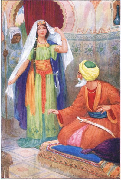 Kaunis vanki ja Aben Habuz (tarinasta The Arabian Astrologer), kuvitus teoksesta 