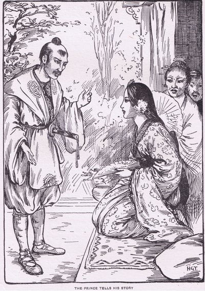 Prinssi kertoo tarinansa (elokuvasta Kuun tytär) (litografia) tekijältä Harry George Theaker