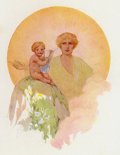 Ihana vauva iski hopeanaruihin (värilitografia) tekijältä Harry George Theaker
