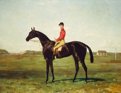 Kilpahevonen Jockey Up:n kanssa kilparadalla Newmarketissa tekijältä Harry Hall