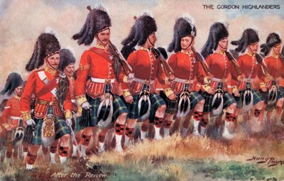 Gordon Highlanders, Katsauksen jälkeen (väri litho) tekijältä Harry Payne