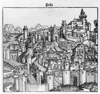 Pisa Hartmann Schedelin "Liber Chronicarum" jälkeen. Nürnberg 1493 tekijältä Hartmann Schedel