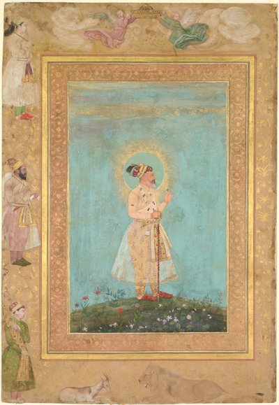 Shah Jahan pitelee spinelliä ja pitkää Deccan-miekkaa, Late Shah Jahan -albumista, n. 1650. tekijältä Hashim