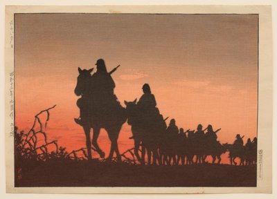 Punainen laskeva aurinko tekijältä Hasui Kawase