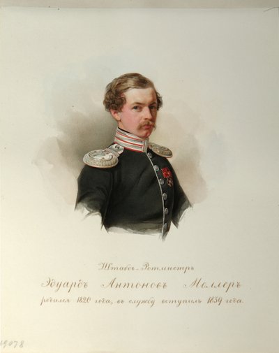 Eduard Antonovich Mollerin muotokuva 1820-1879 Imperial Horse Guardsin albumista, 1846-1849 tekijältä Hau