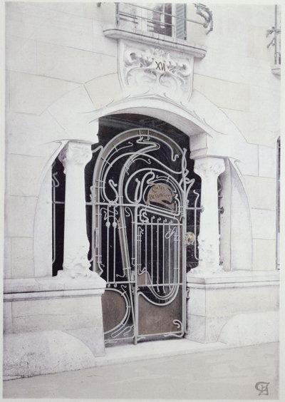 Sisäänpääsy "Castel-Beranger" -kuvitukseen Hector Guimardin (1867-1942) kirjasta tekijältä Hector Guimard