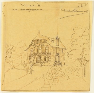 Perspektiivinen näkymä huvilasta tekijältä Hector Guimard