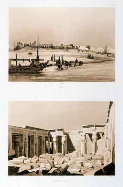 Luxor ja Medinet Habu, Egypti, 1841 tekijältä Hector Horeau