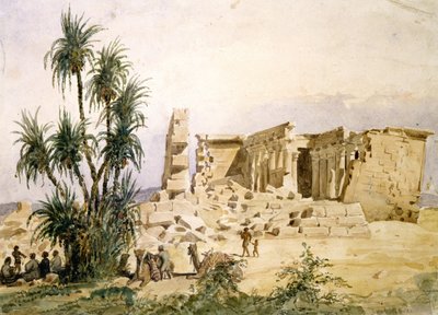 Marharrakan temppeli, Assuan, Nubia, Egypti. Hector Horeaun (1801-1872), ranskalaisen arkkitehdin akvarelli. tekijältä Hector Horeau