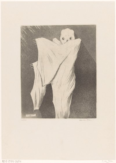 De Dood (alkuperäinen nimi esineessä) Masker (alkuperäinen sarjan nimi esineessä) tekijältä Hein von Essen (signed by artist)
