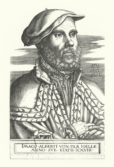 Albert van der Hellen muotokuva (kaiverrus) tekijältä Heinrich (after) Aldegrever