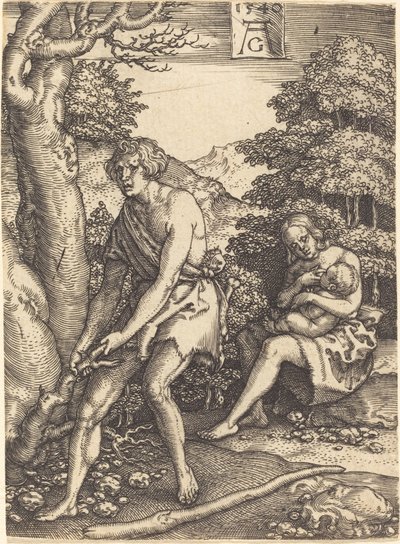 Aadam ja Eeva työssä, 1540. tekijältä Heinrich Aldegrever