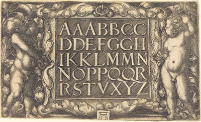 Aakkoset, c. 15251555. tekijältä Heinrich Aldegrever