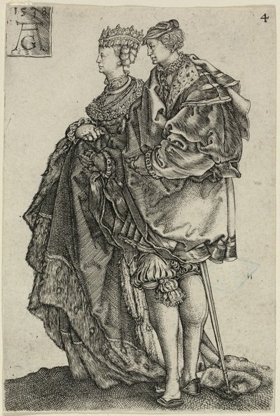 Tanssiva pariskunta, neljäs levy The Large Wedding-Dancersilta tekijältä Heinrich Aldegrever