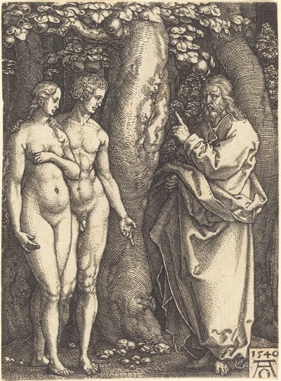 Jumala kieltää syömästä puusta, 1540. tekijältä Heinrich Aldegrever